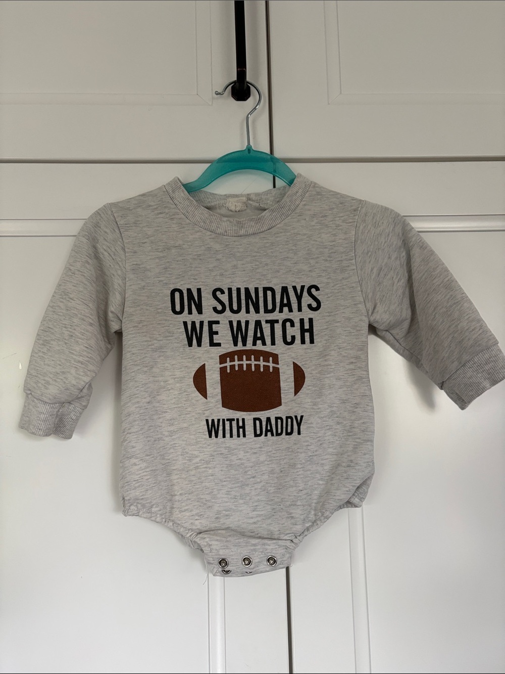 Carter's Gray Long-Sleeve One-Piece with Brown Football Graphic
